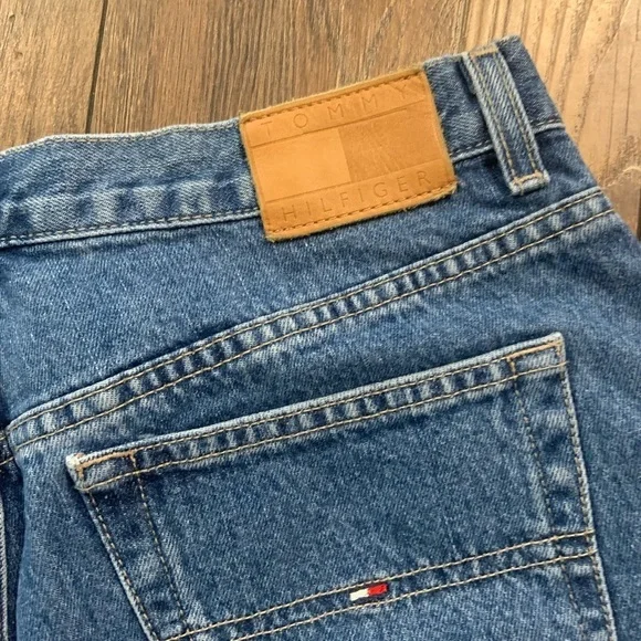 Vintage Y2K Tommy denim shorts 90s logo & flag detail size 10